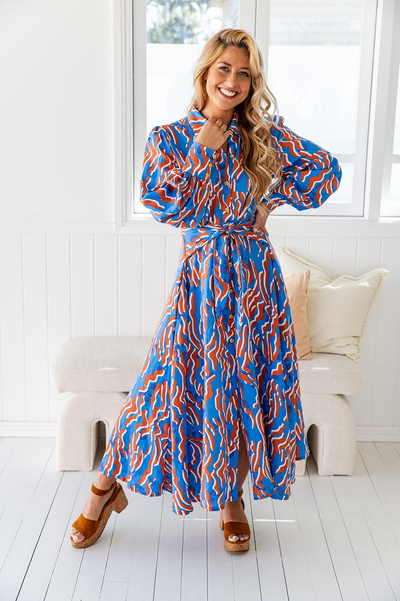The Xanthe Dress - Blue Tiger