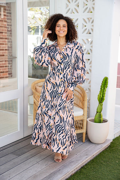 The Xanthe Dress - Pink Tiger - Sparrow & Finch Boutique
