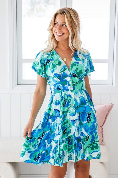 The Zia Dress - Bondi Blue - Sparrow & Finch Boutique