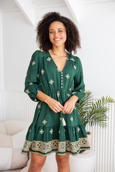 The Zola Dress - Emerald Majesta - Sparrow & Finch Boutique