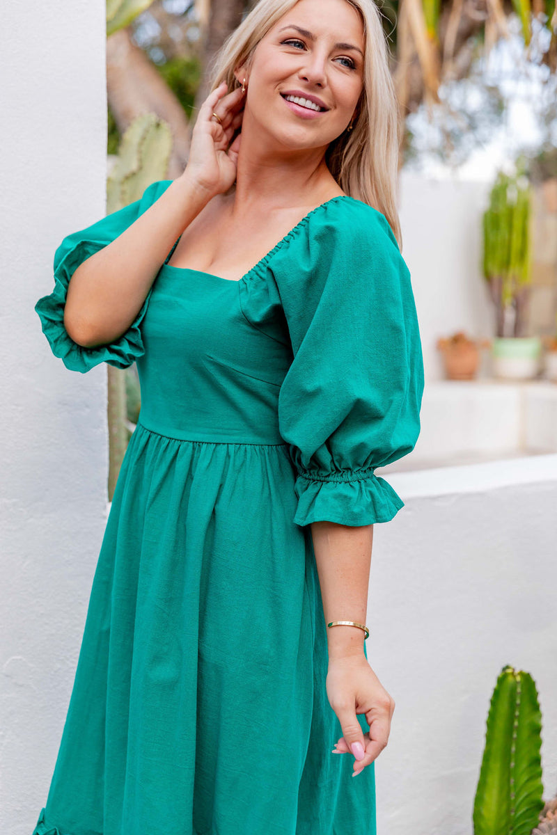 The Selena Dress - Jade Green