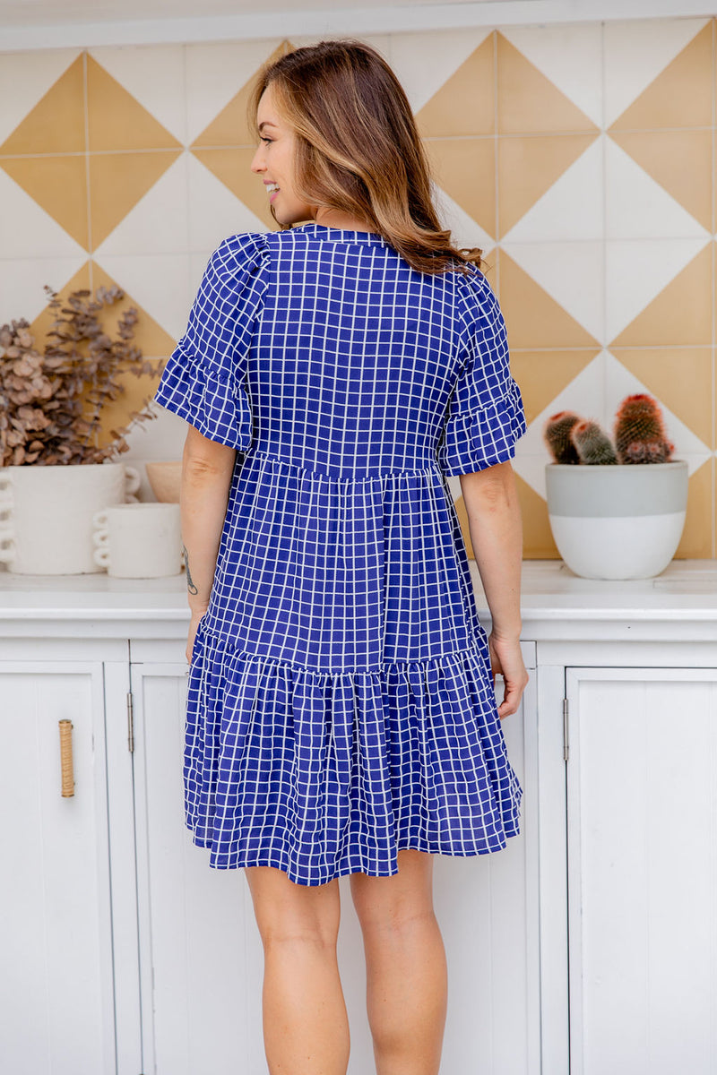 The Emerson Dress - Checkered Navy