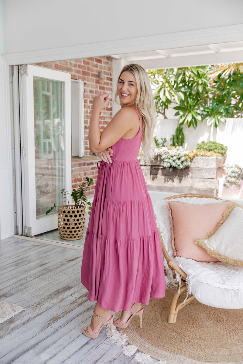 The Evelyn Dress - Pink Ruby
