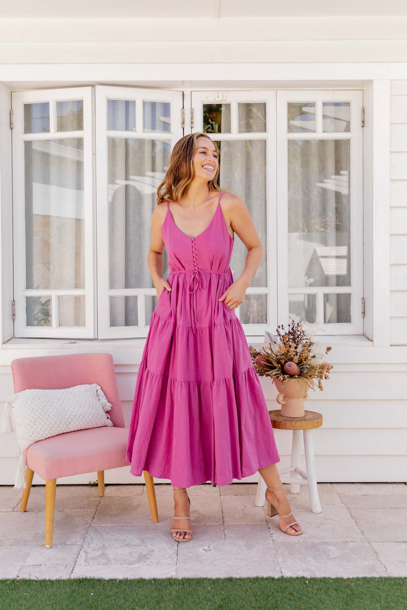 The Evelyn Dress - Hot Pink