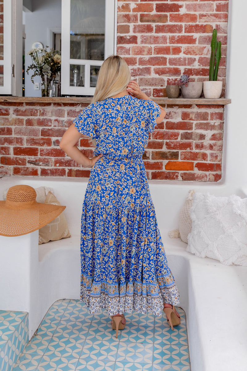 The Cora Maxi Dress - Blue Wildflower