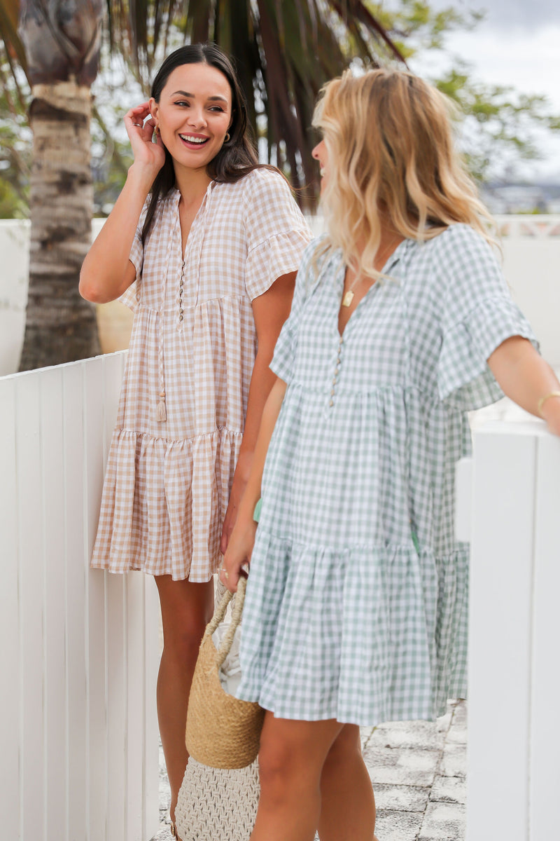 The Emerson Dress - Olive Green Gingham