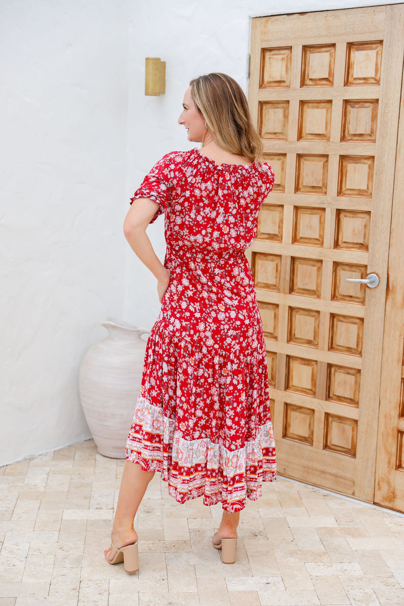 The Alena Dress - Red Wildflower