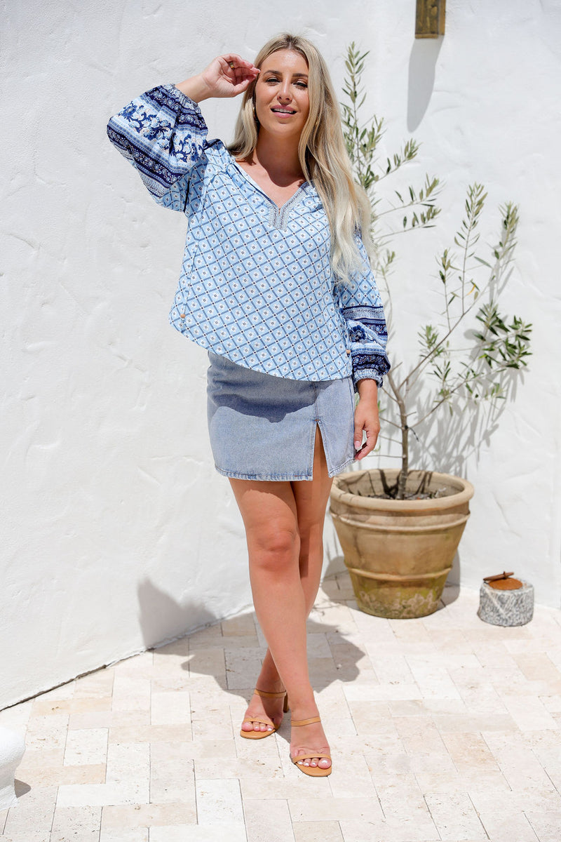 The Cleo Top - Bluebell