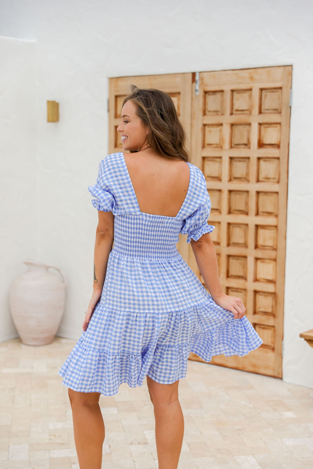 The Dixie Dress Blue Gingham — Sparrow Finch Boutique