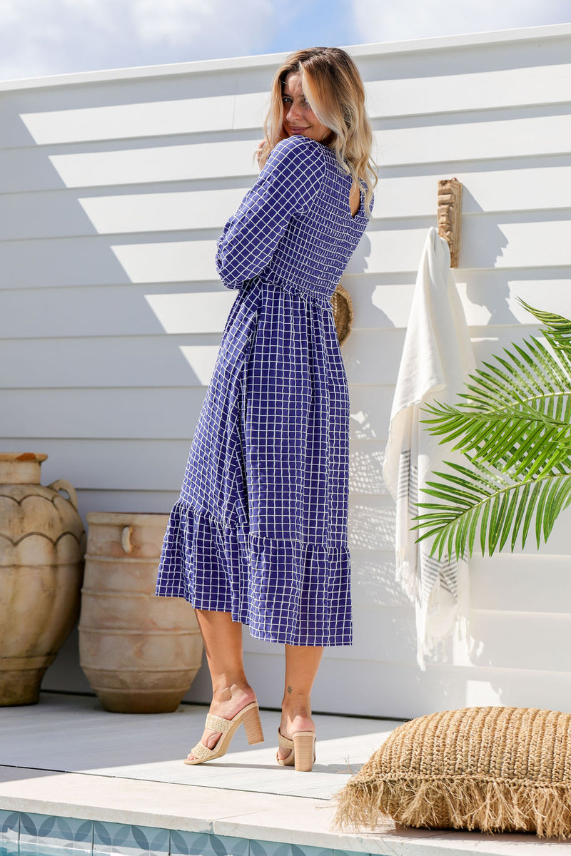 The Parker Dress -  Checkered Navy