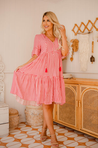 The Emerson Dress - Bright Pink Gingham - Sparrow & Finch Boutique