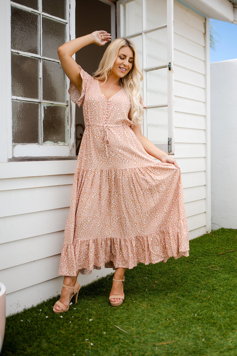 The Cora Maxi Dress - Pastel Leopard