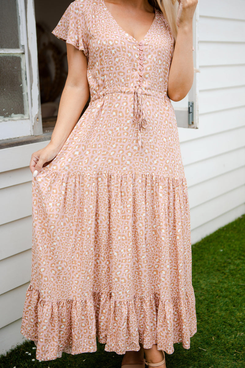 The Cora Maxi Dress - Pastel Leopard