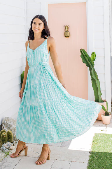 The Evelyn Dress - Mint Gingham - Sparrow & Finch Boutique