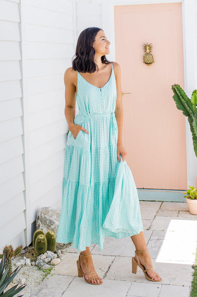 The Evelyn Dress - Mint Gingham - Sparrow & Finch Boutique