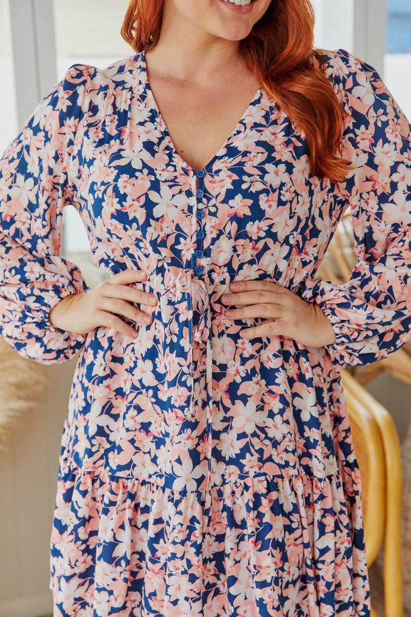 The Lola Dress  - Navy Floral