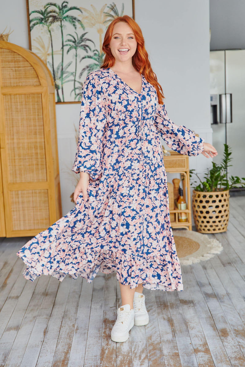 The Evie Dress  - Navy Floral