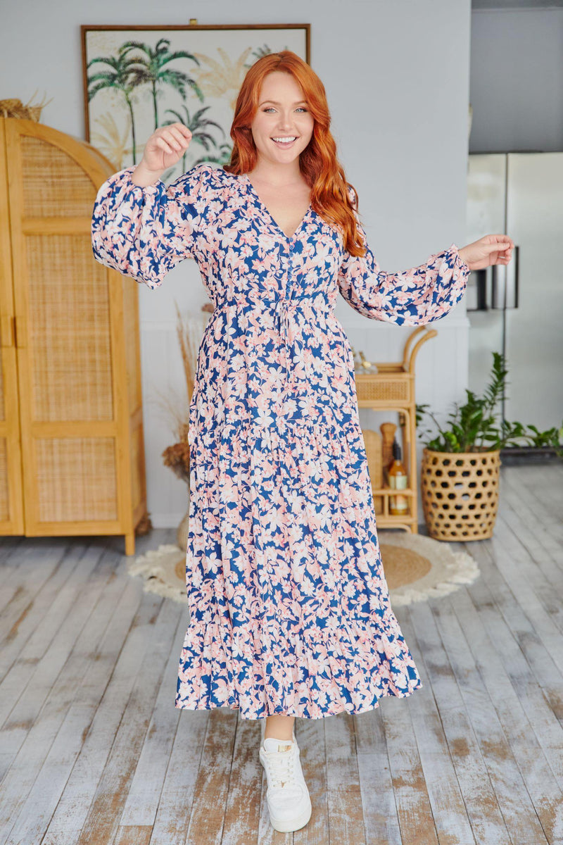 The Evie Dress  - Navy Floral