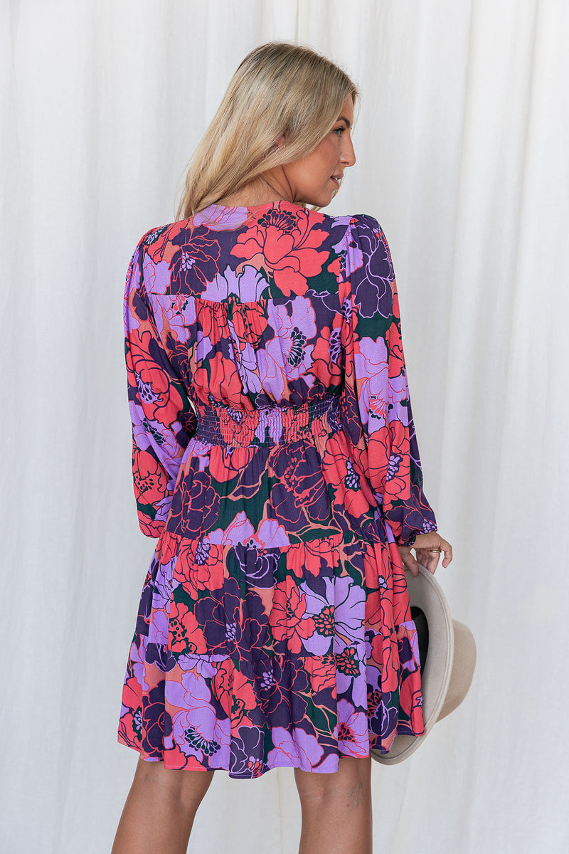 The Finley Dress - Floral Wine