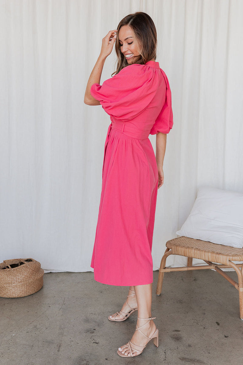 The Priya Dress - Brink Pink