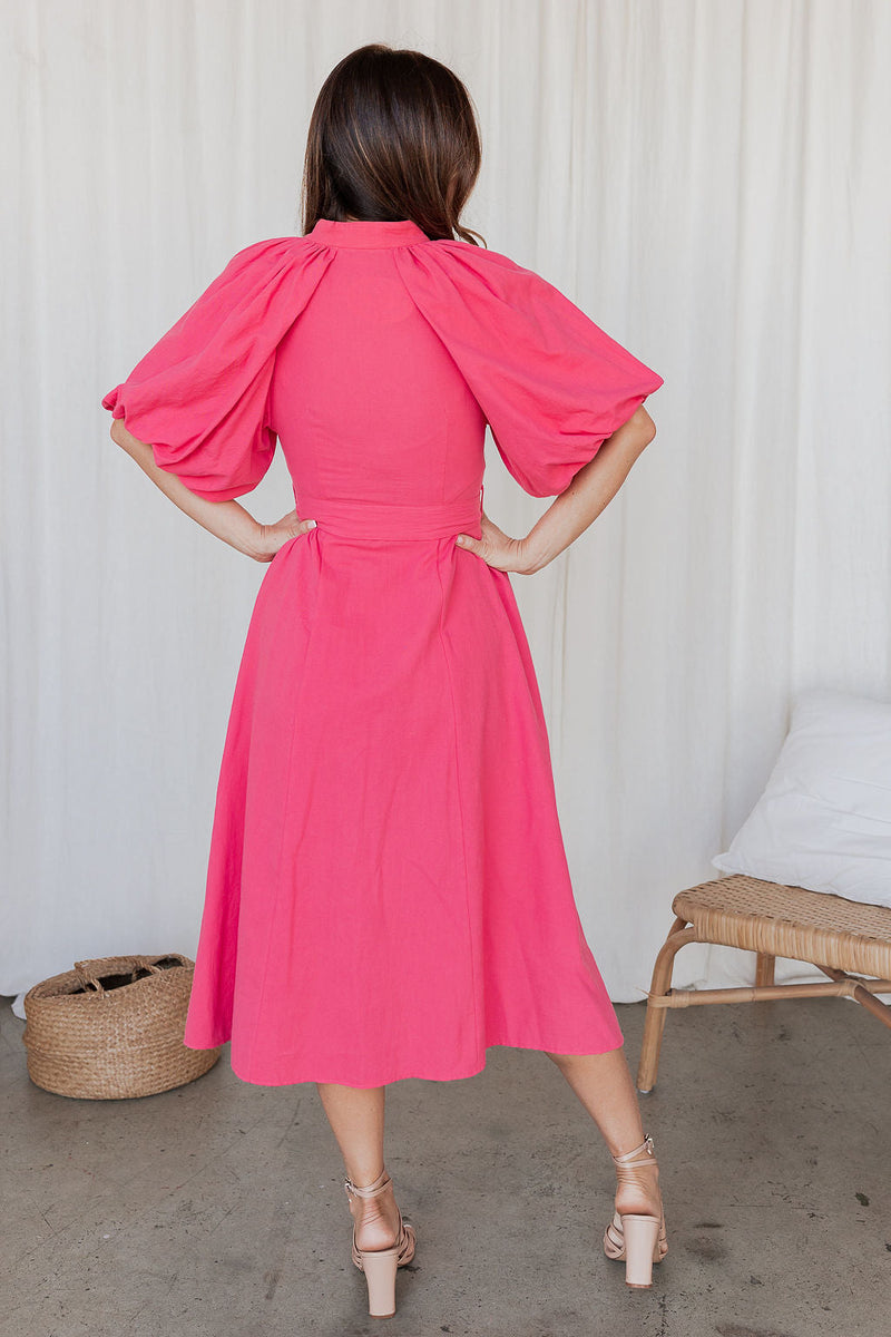 The Priya Dress - Brink Pink