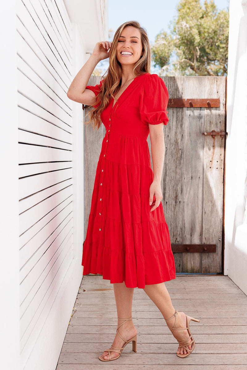 The Freya Dress - Crimson Red