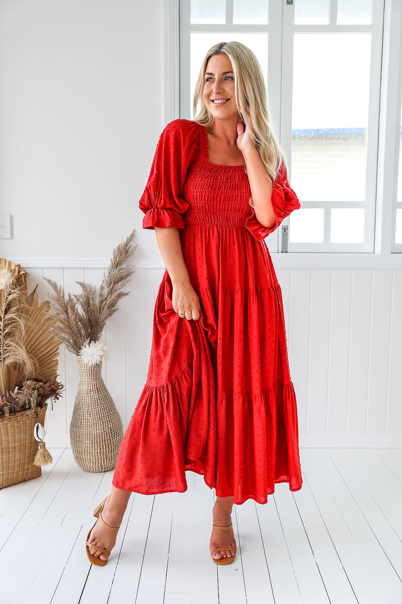 The Vesper Dress - Auburn Red