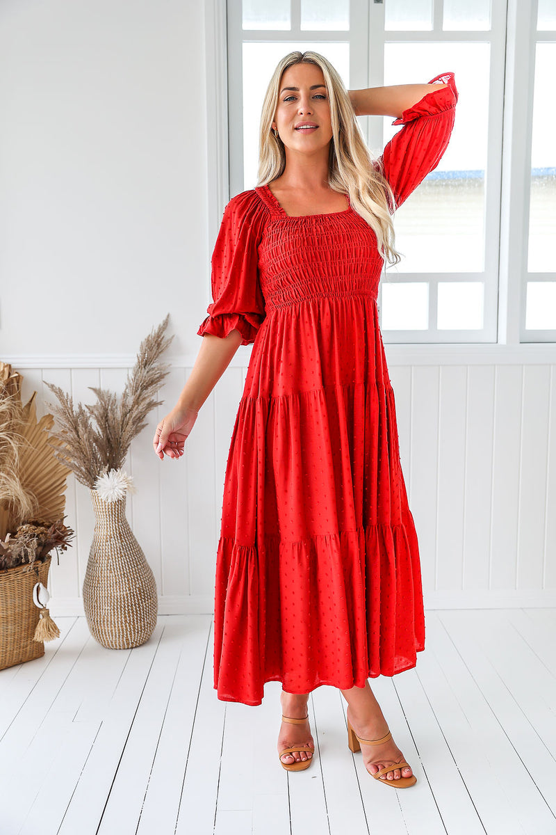 The Vesper Dress - Auburn Red