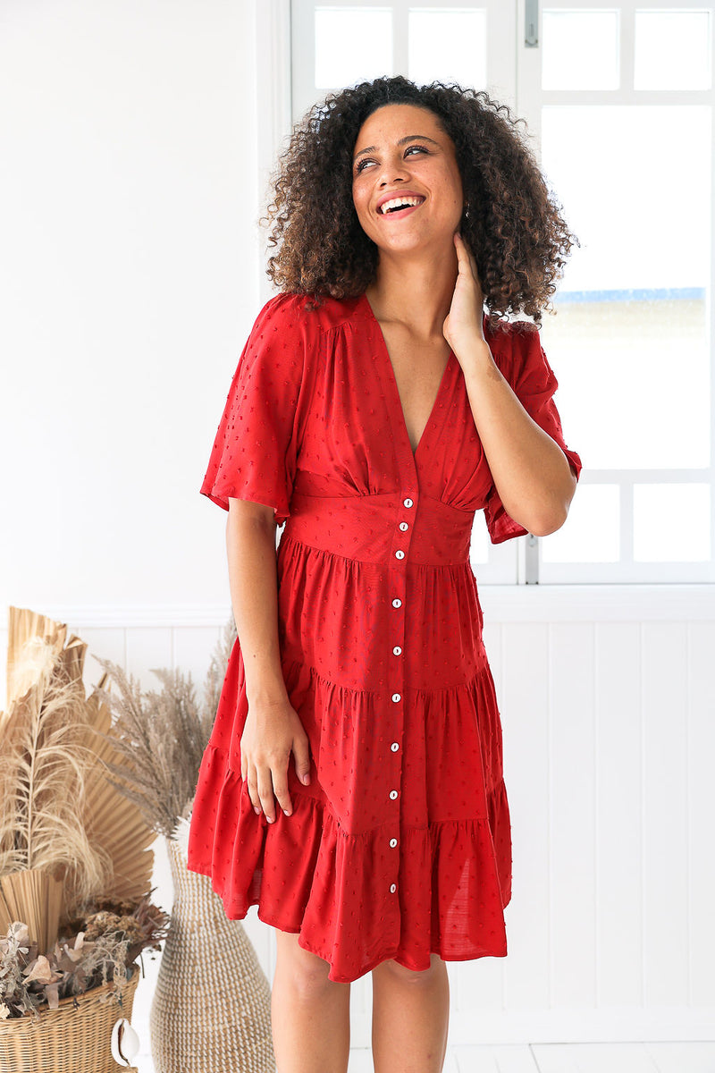 The Macy Dress - Auburn Red