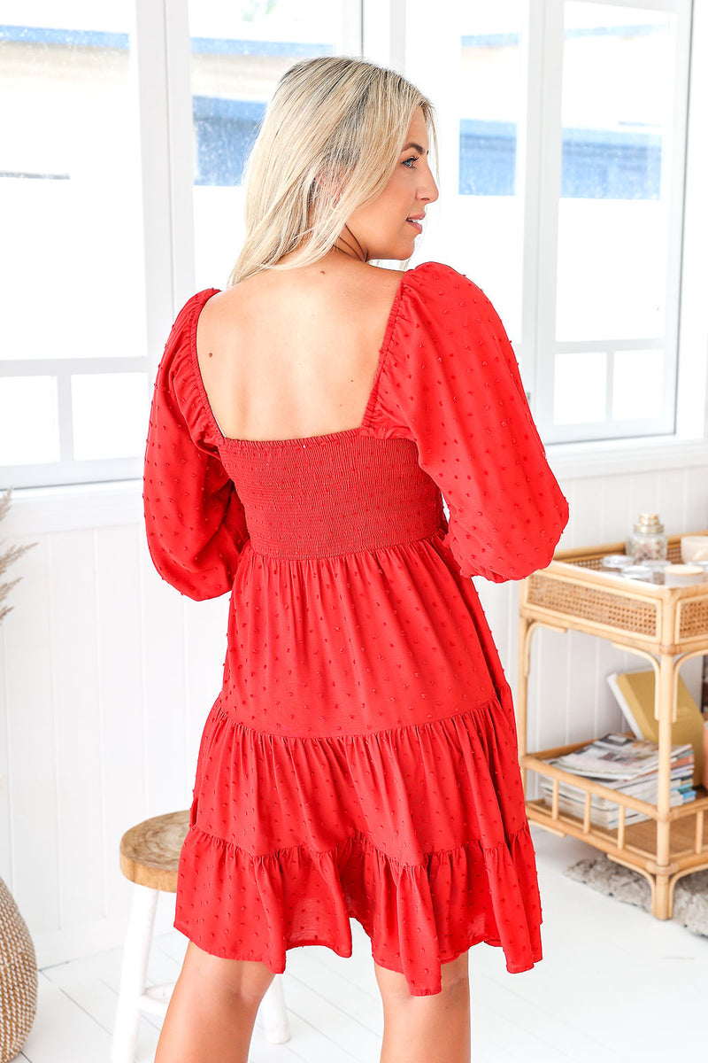 The Flora Dress - Auburn Red