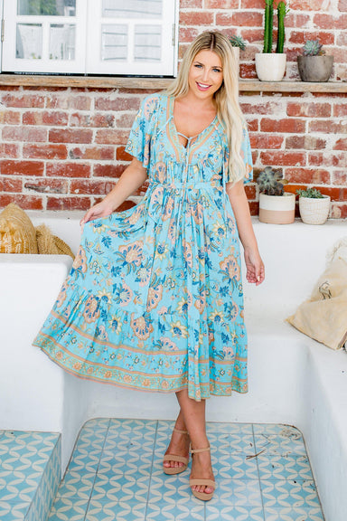 The Enya Dress - Blue Oasis - Sparrow & Finch Boutique