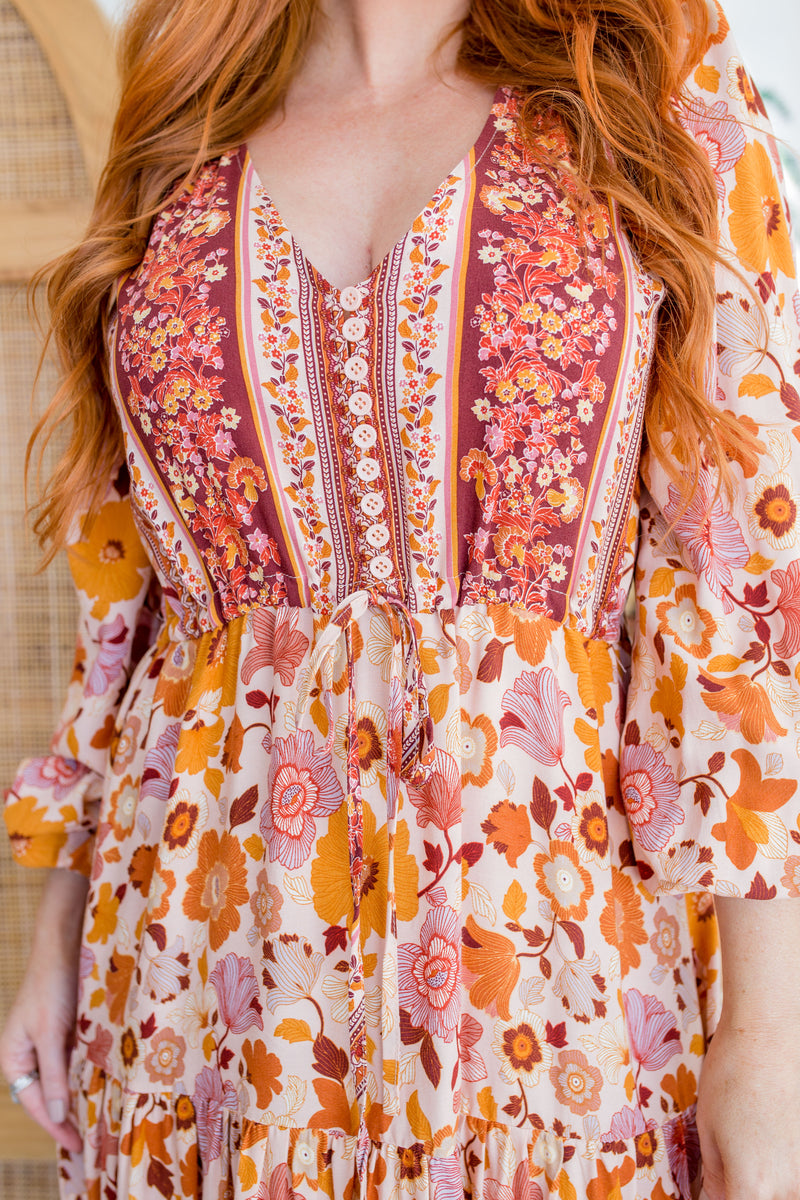 The Evie Dress - Orange Hibiscus