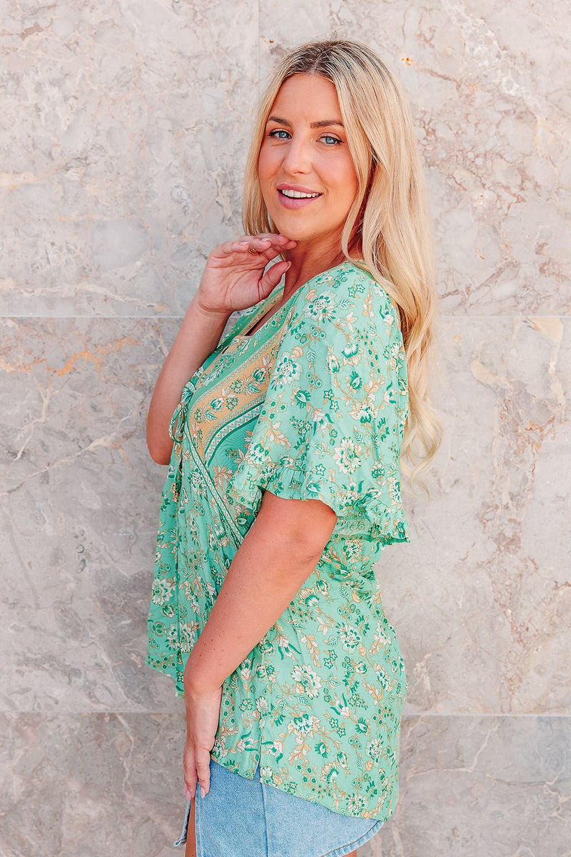 The Amaya Top - Woodland Green