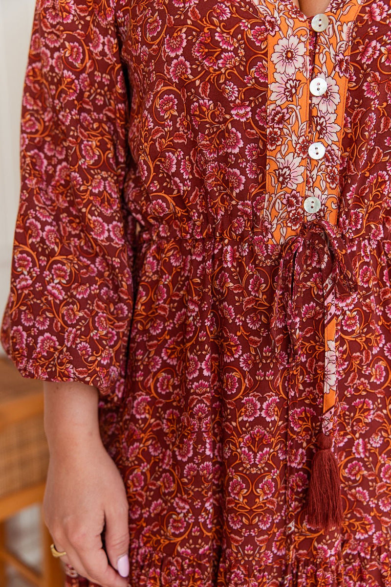 The Araniya Dress - Floral Garnet