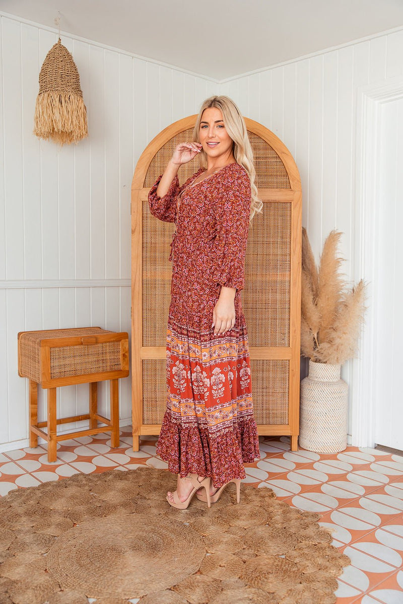 The Araniya Dress - Floral Garnet