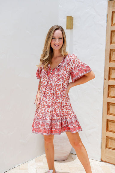 The Aviva Dress - Paisley Red - Sparrow & Finch Boutique