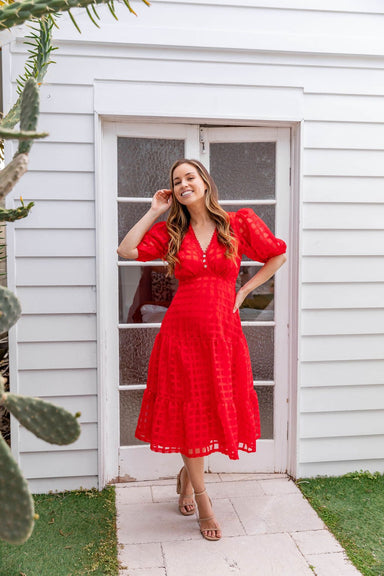 The Deliza Dress - Red - Sparrow & Finch Boutique