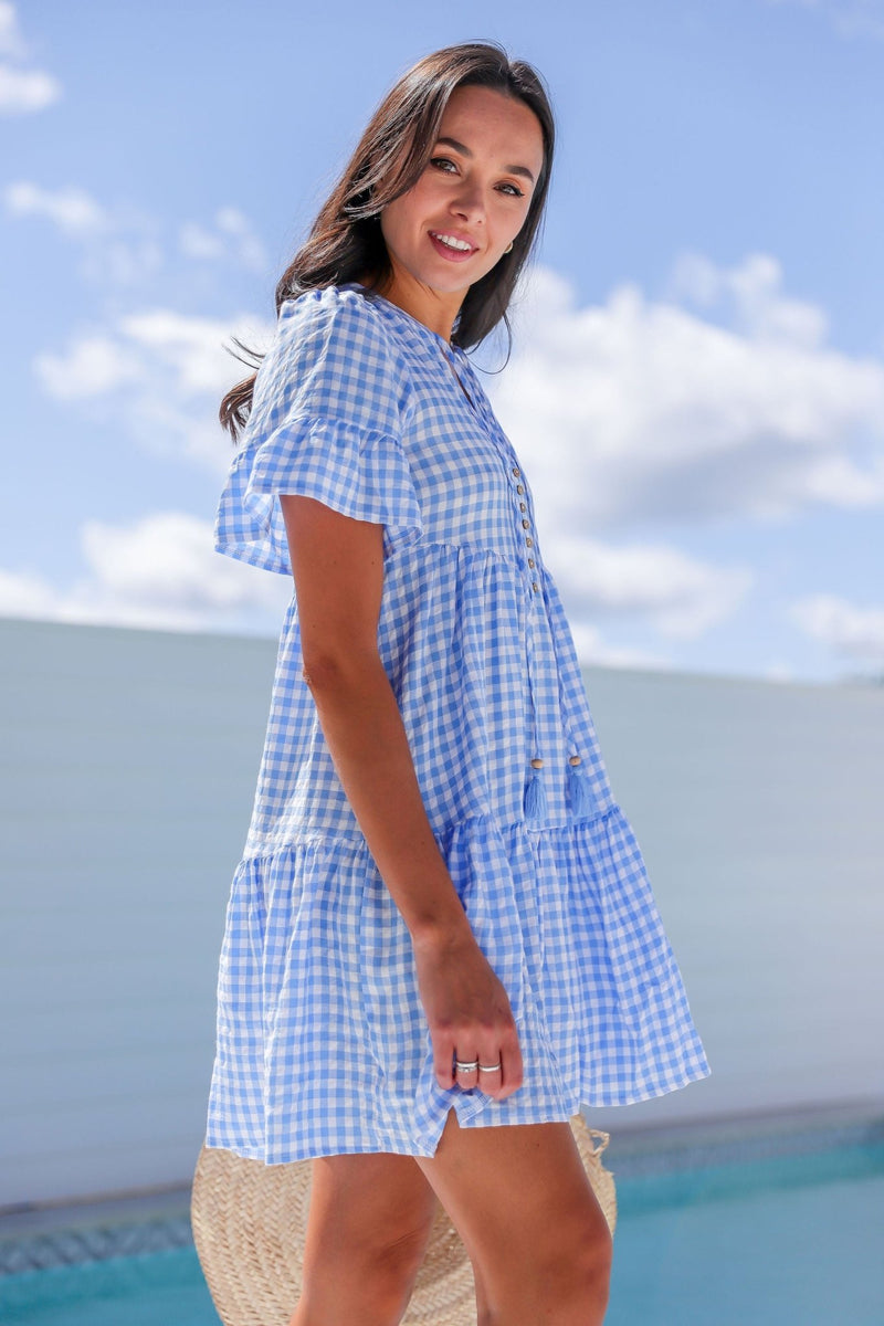 The Emerson Dress - Blue Gingham