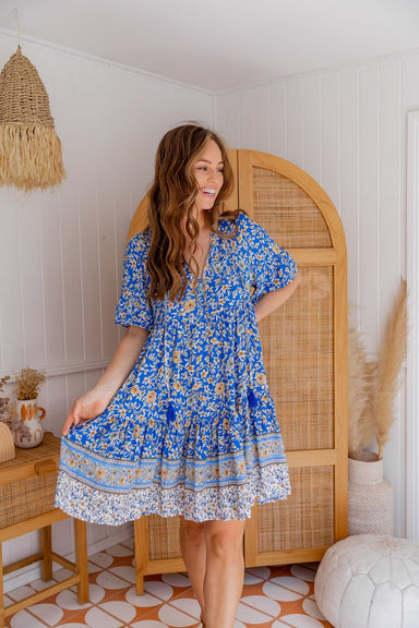 The Emerson Dress - Blue Wildflower - Sparrow & Finch Boutique