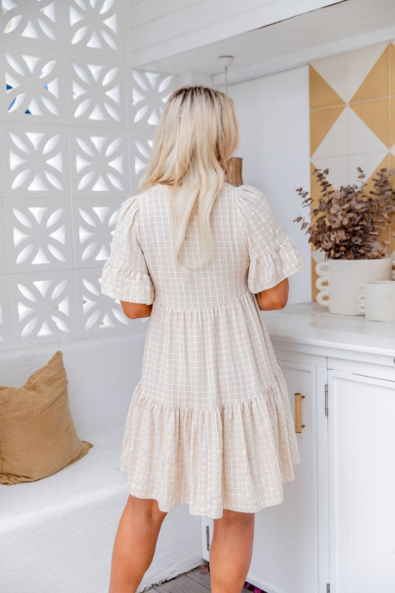 The Emerson Dress - Checkered Sand