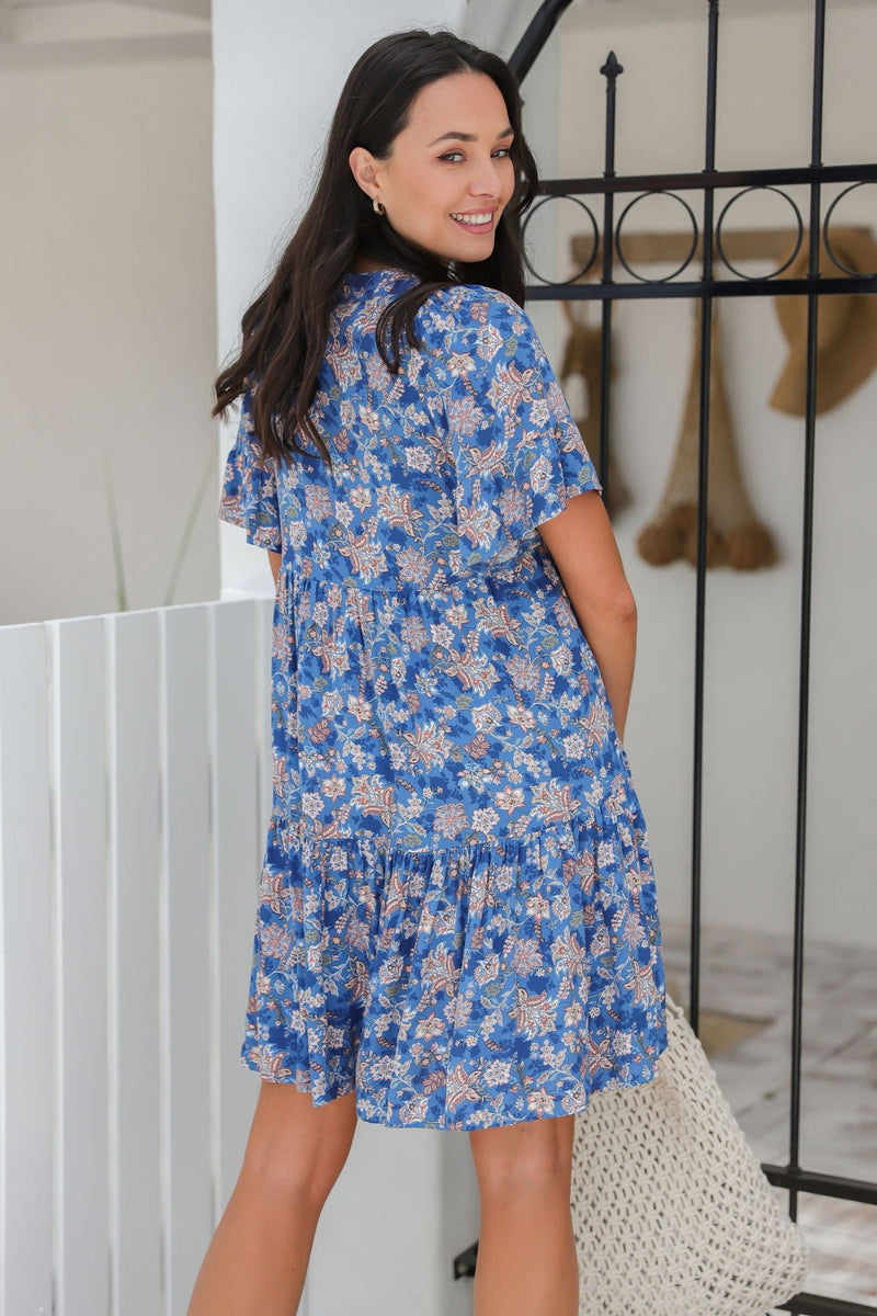 The Emerson Dress - Floral Lapis