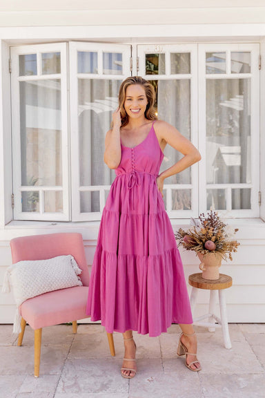 The Evelyn Dress - Hot Pink - Sparrow & Finch Boutique