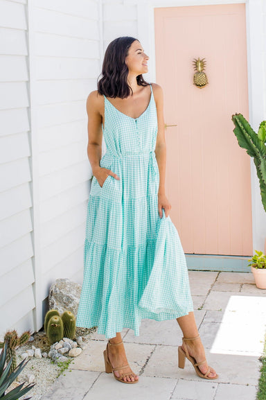 The Evelyn Dress - Mint Gingham - Sparrow & Finch Boutique