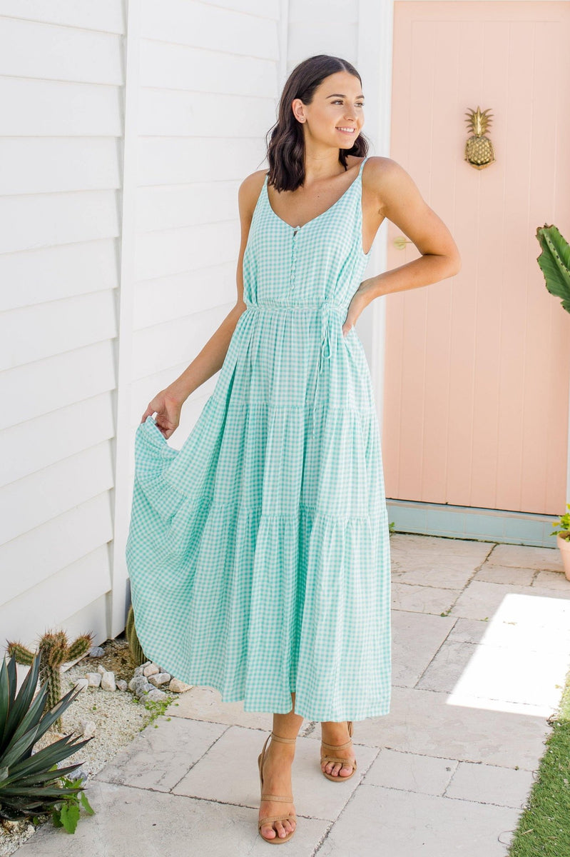 The Evelyn Dress - Mint Gingham