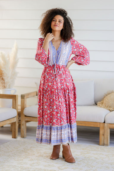 The Evie Dress - Crimson Bloom - Sparrow & Finch Boutique