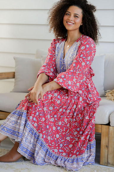 The Evie Dress - Crimson Bloom - Sparrow & Finch Boutique