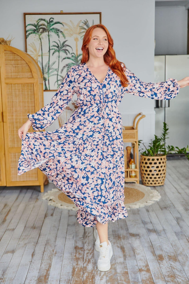 The Evie Dress  - Navy Floral