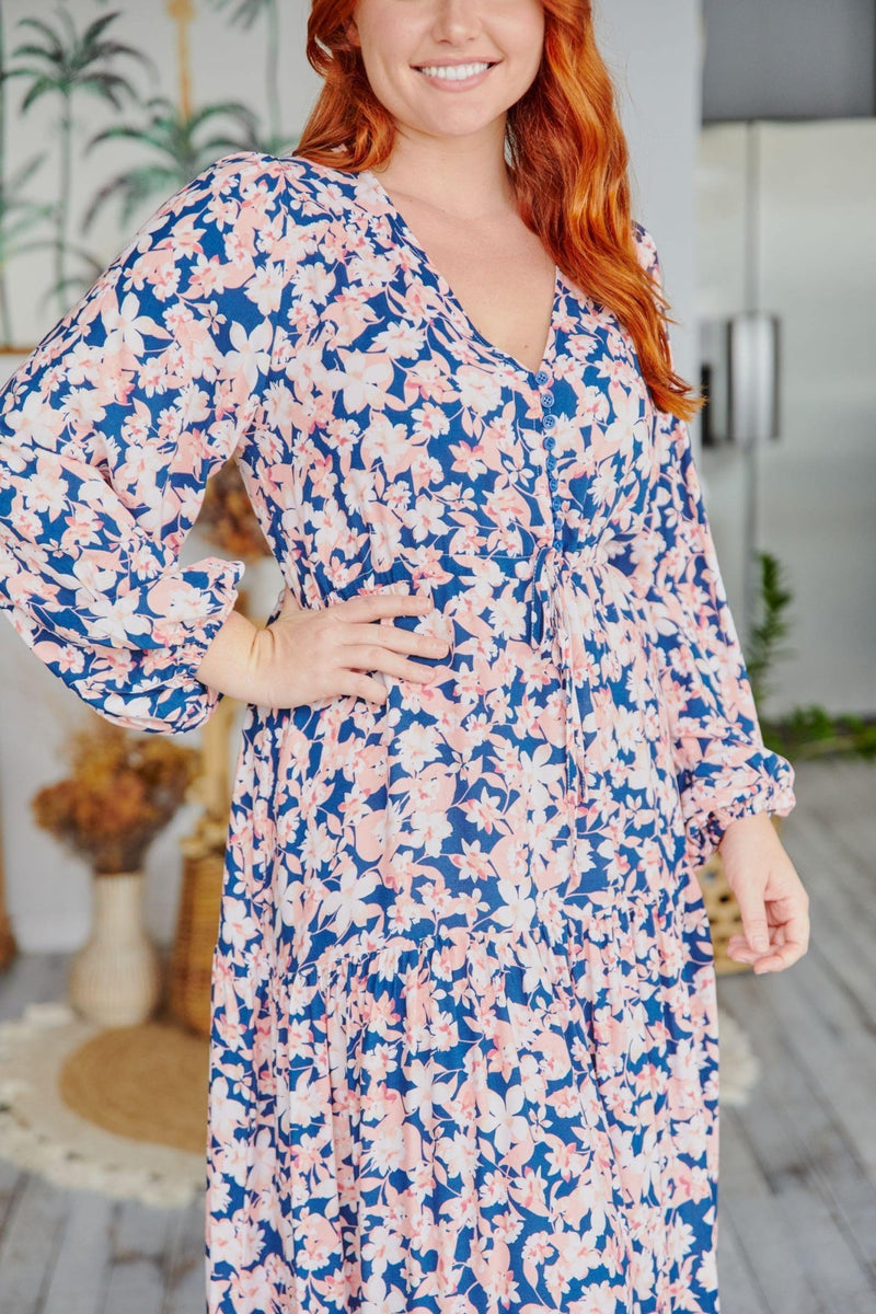 The Evie Dress  - Navy Floral