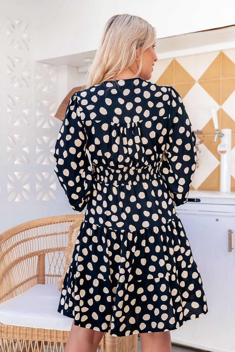 The Finley Dress - Dark Polka Dot