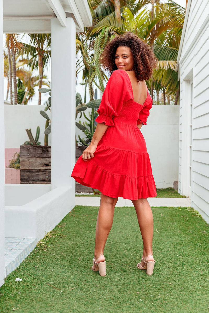 The Flora Dress - Crimson Red